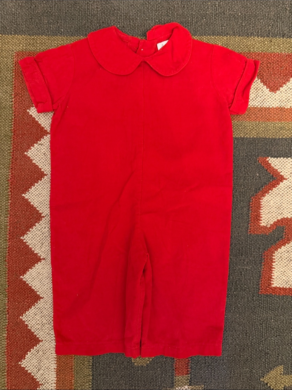 Beehave Red Corduroy Short-Sleeve Romper